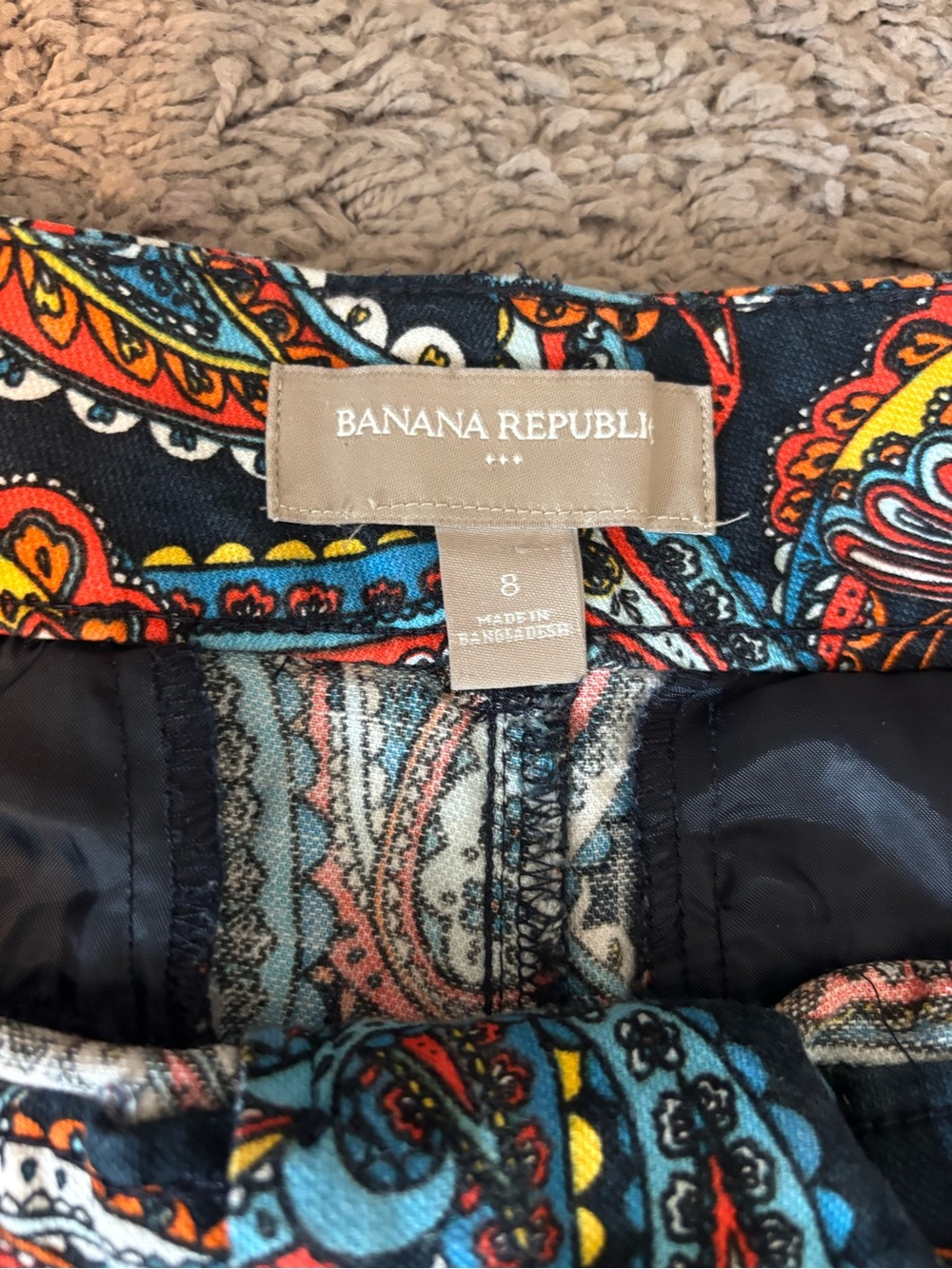 Women's Navy Paisley Print Shorts - Vibrant Multicolor - Picture 2 of 3